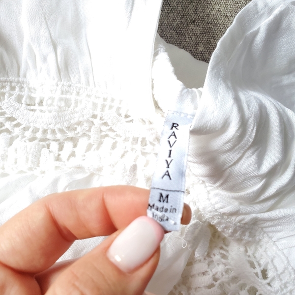 Raviya White Sleeveless Flutter-Hem Cover-up Beach Dress Size M - Picture 8 of 9